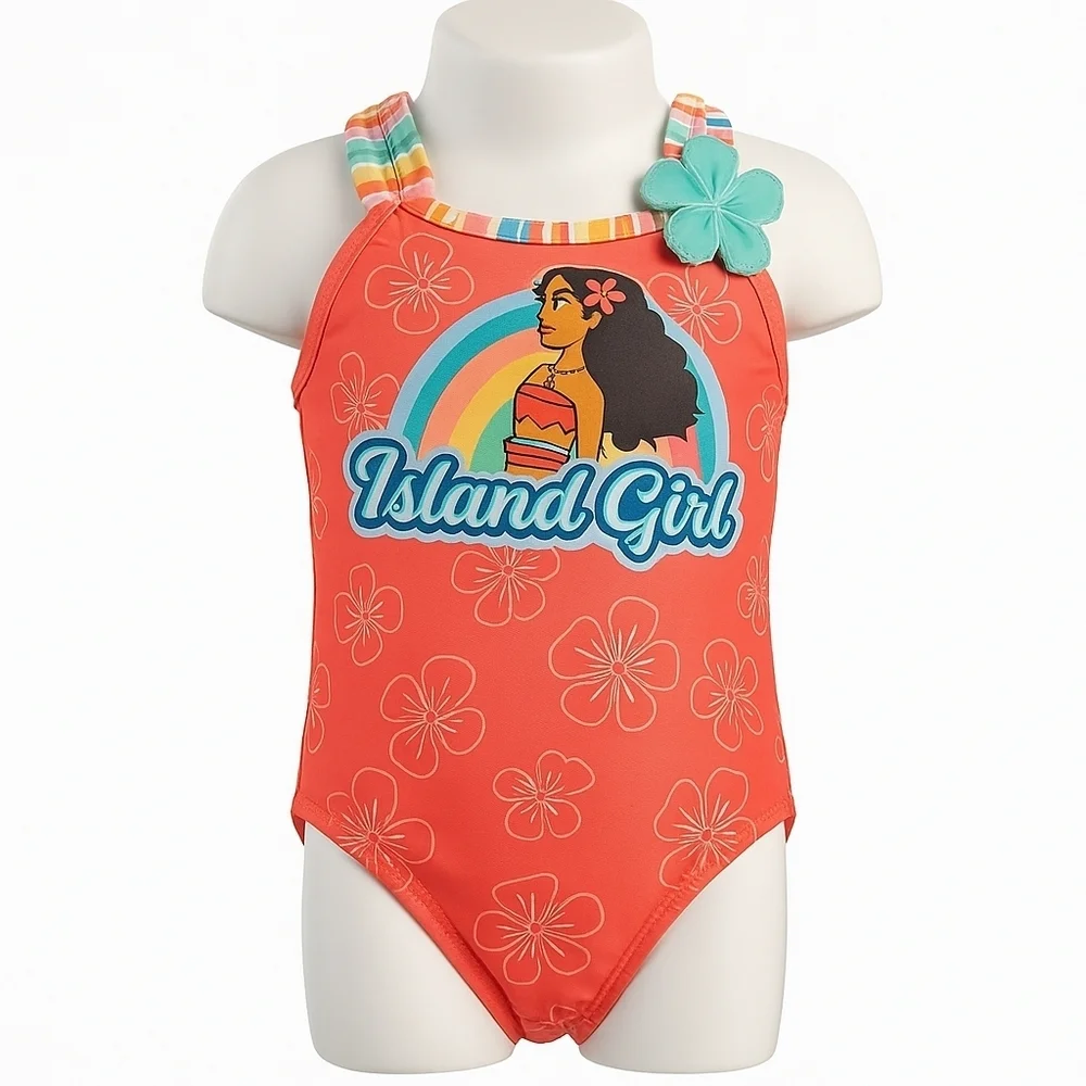 Disney Moana Island Girl Swimsuit Toddler 3T UPF 50+ One Piece NWT